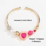 Product - Elegant Heart & Peach Pearl Bracelet Set – Unique Fashion Design - Living Radiantly