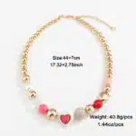 Product - Elegant Heart & Peach Pearl Bracelet Set – Unique Fashion Design - Living Radiantly